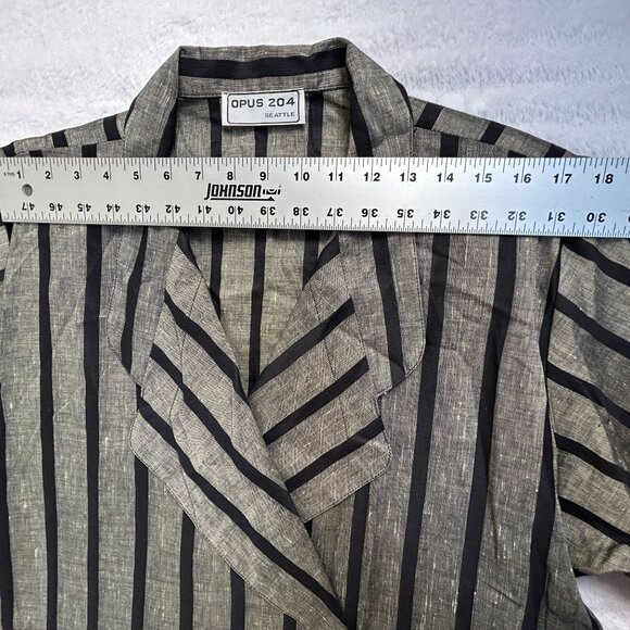 Opus 204 Seattle Vintage Striped Linen Long Coat Jacket Duster Robe Lagenlook - Picture 8 of 12